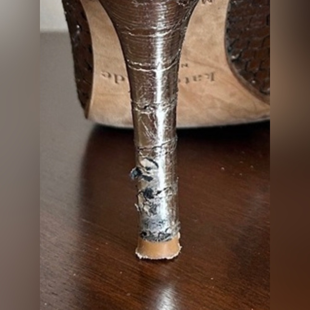 Kate Spade Karolina Python Embossed Leather Metallic Heels - Picture 10 of 10